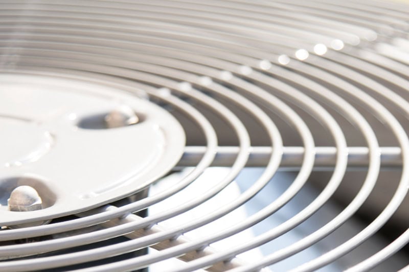 close-up of an air conditioner fan.